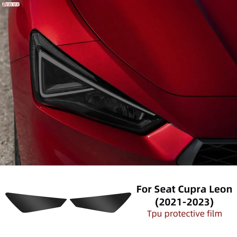 

Пленка для фар из ТПУ для Seat Cupra Leon 2021 2022 2023, защитная прозрачная пленка от царапин, лимонно-желтая/дымчато-черная