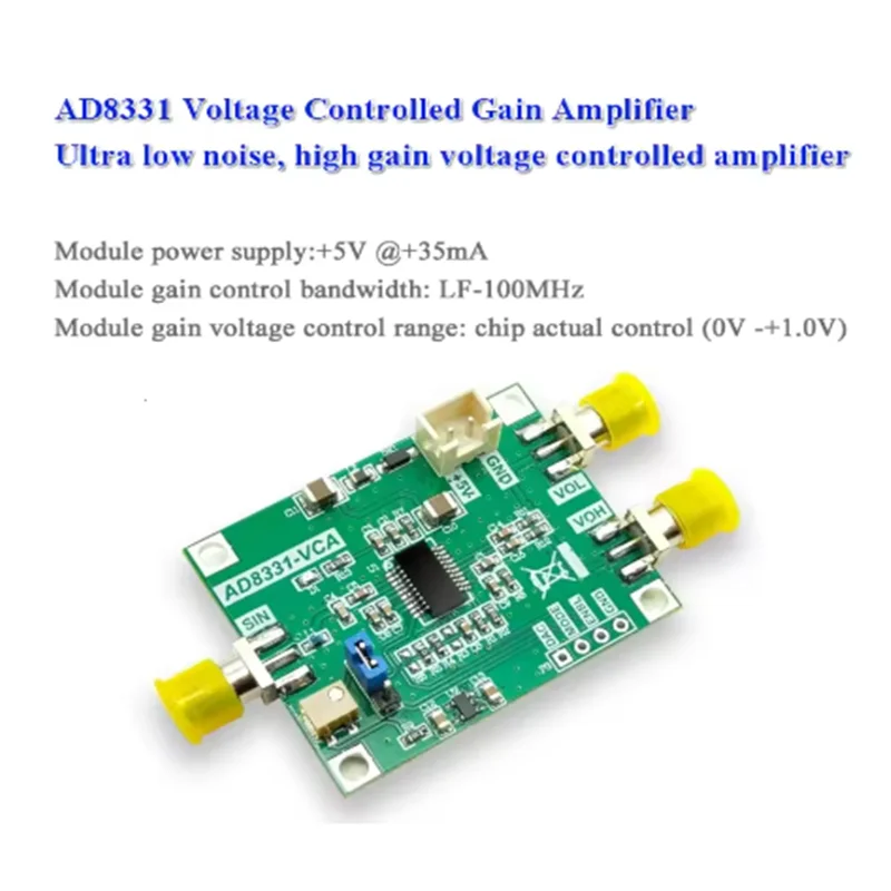 AD8331 Voltage Controlled Amplifier Module Ultra-low Noise 48dB Dynamic Gain Adjustment 100MHz Bandwidth