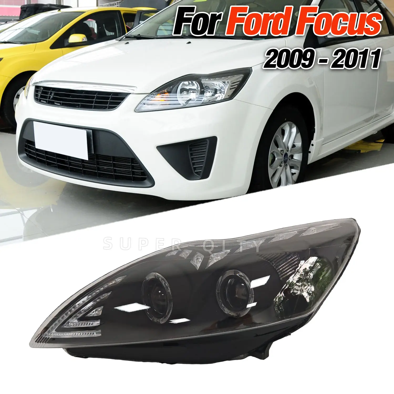 

Автомобильные фары для Ford Focus 2009 2010 2011, фара с дневными ходовыми огнями, светодиодная фара в сборе