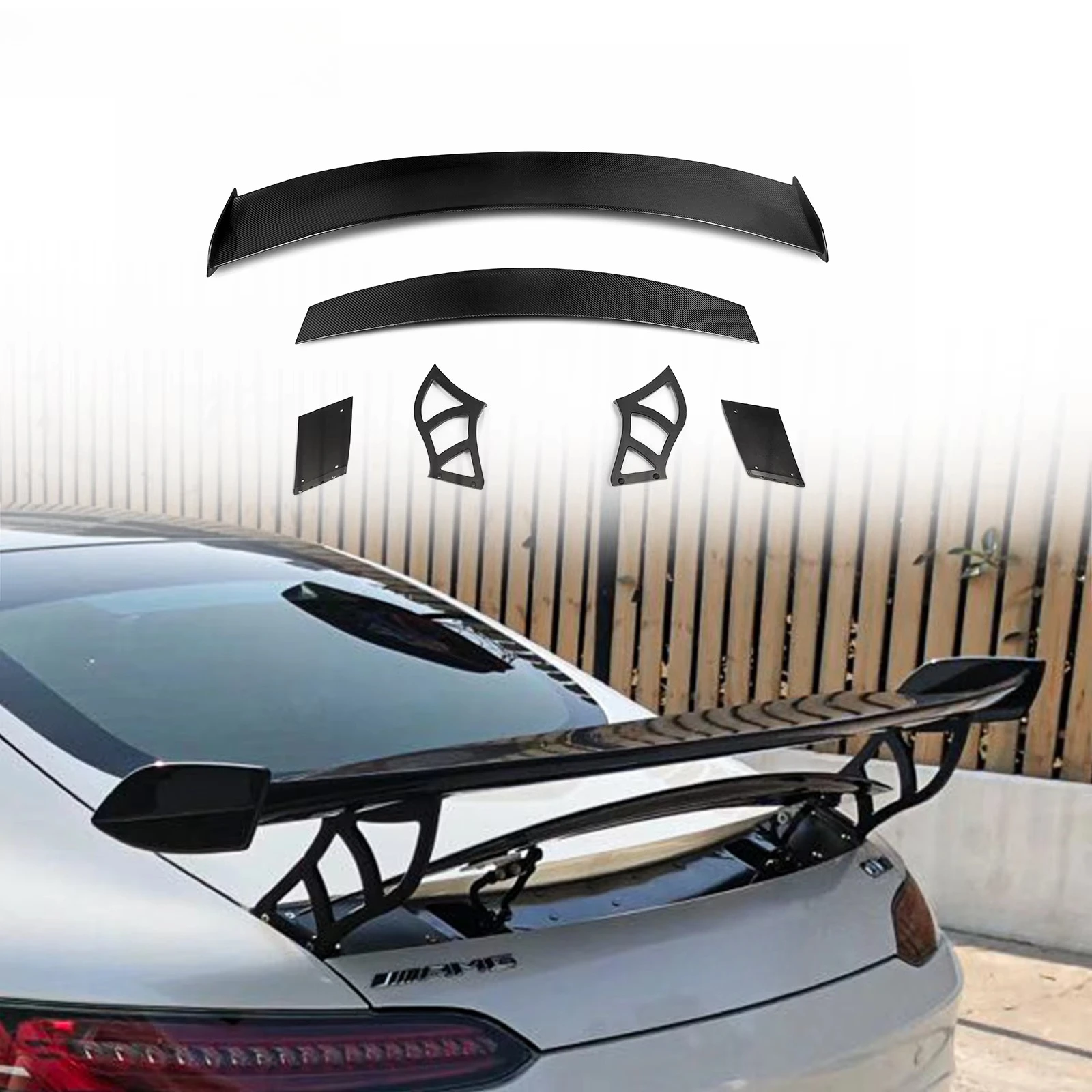 Paktechz Prepreg Carbon Fiber Body Kit Rear Wing Spoiler for Mercedes Benz AMG GT GTS GTC C190 Ver1