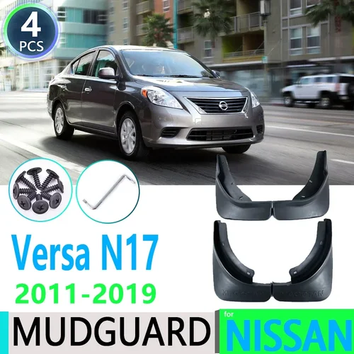 Guardabarros para coche, accesorio para Nissan Versa Sedan Latio Sunny Almera N17 2011 ~ 2019, 4 piezas