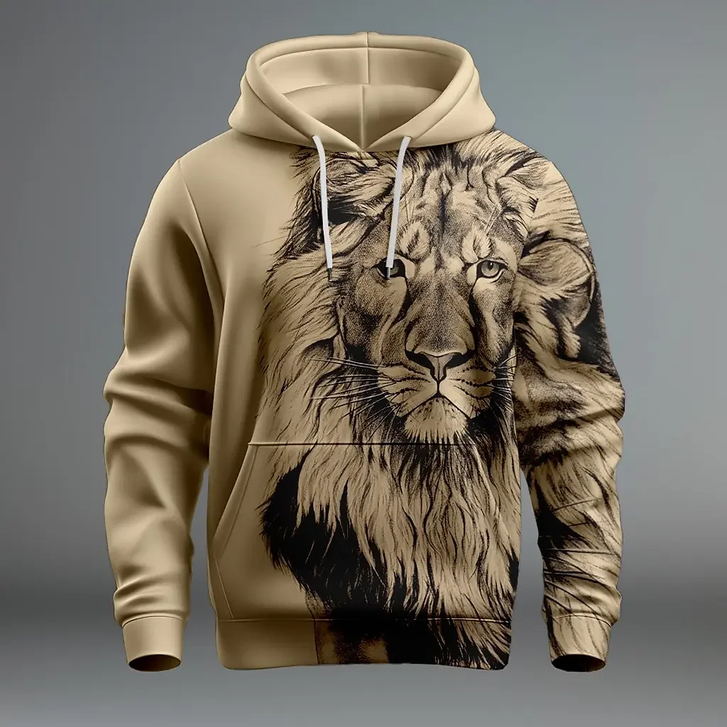 

Funny 3D Lion Print Hoodies For Men Fashion Loose Hooded Shirt Street Trend Harajuku Men's Clothes Autumn High Quality Pullover