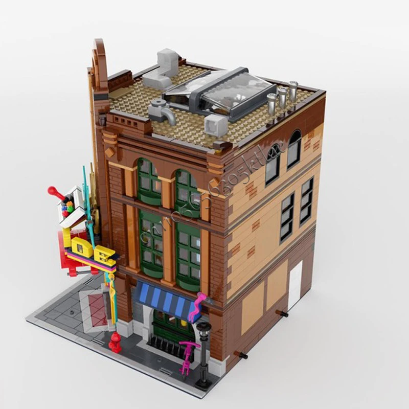 3345ピース MOC シティ レトロアーケード モジュール式ストリートビュー モデルビルディングブロック 積み木 クリエイティブ キッズ DIY 教育玩具 ギフト