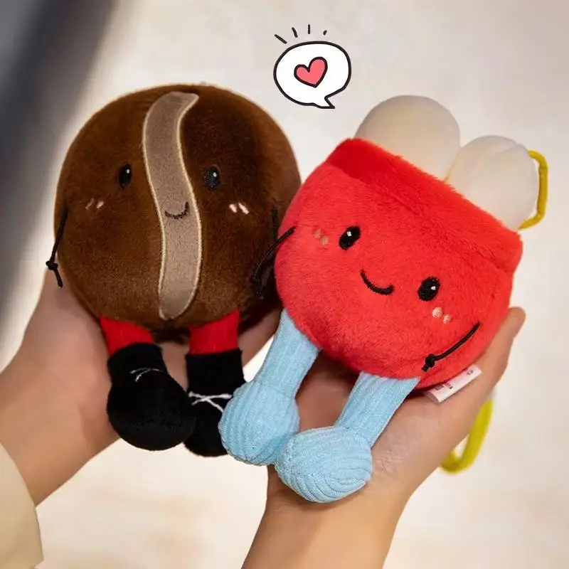 Mochila de pulpa de café simulada de 15cm, muñeco colgante de peluche, juguete de dibujos animados de Anime, bonito regalo de cumpleaños para niños, muñeca divertida