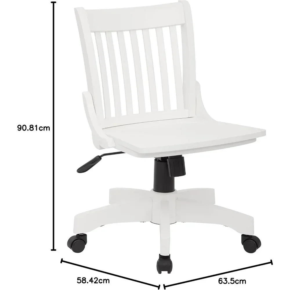 OSP-Cadeira de mesa sem braços de madeira, móveis domésticos Deluxe, altura ajustável, inclinação de bloqueio, base pesada, branco