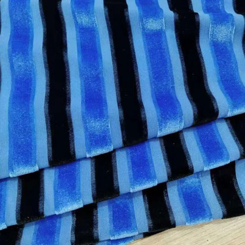 Qualified Velvet Fabric 2 tone Stripe Dress Trousers Stretchy Fabric shirt Clothes Soft Velvet Home Textile