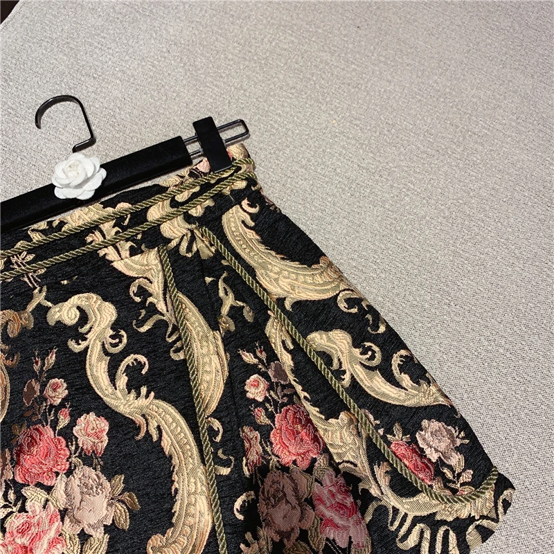 2023 Women\'s Retro Elegant A-line Skirt Flower Embroidery High Waist Slim Above Knee Women Mini Skirt Fashion Vintage Clothes