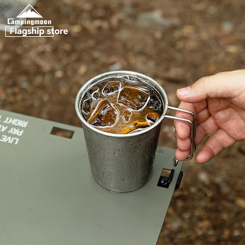 CAMPINGMOON Ice Cup Large Capacity Beer & Coffee with Ice Outdoor 304 Stainless Steel Handle Cold Beverage Cup S520