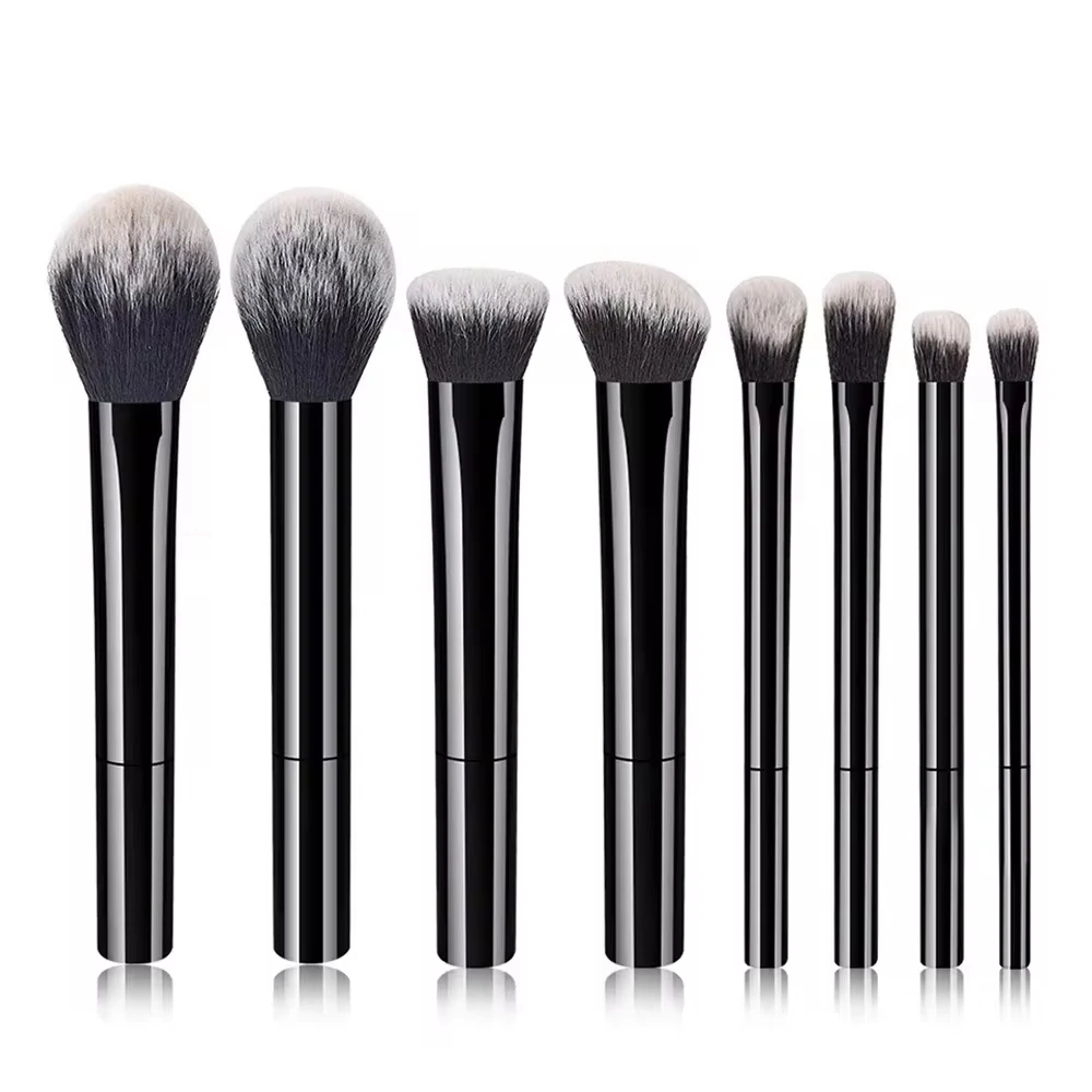 Eight-piece pro makeup brush set with soft synthetic hair