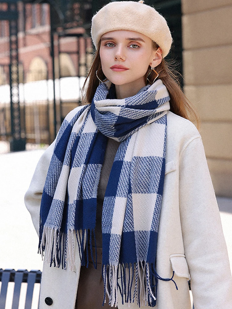 Fashion 2023 Winter Scarf Women Men Imitation Cashmere Plaid Warm Scarve Pashmina Mujer Female Male Foulard Bufanda Wrap Shawl