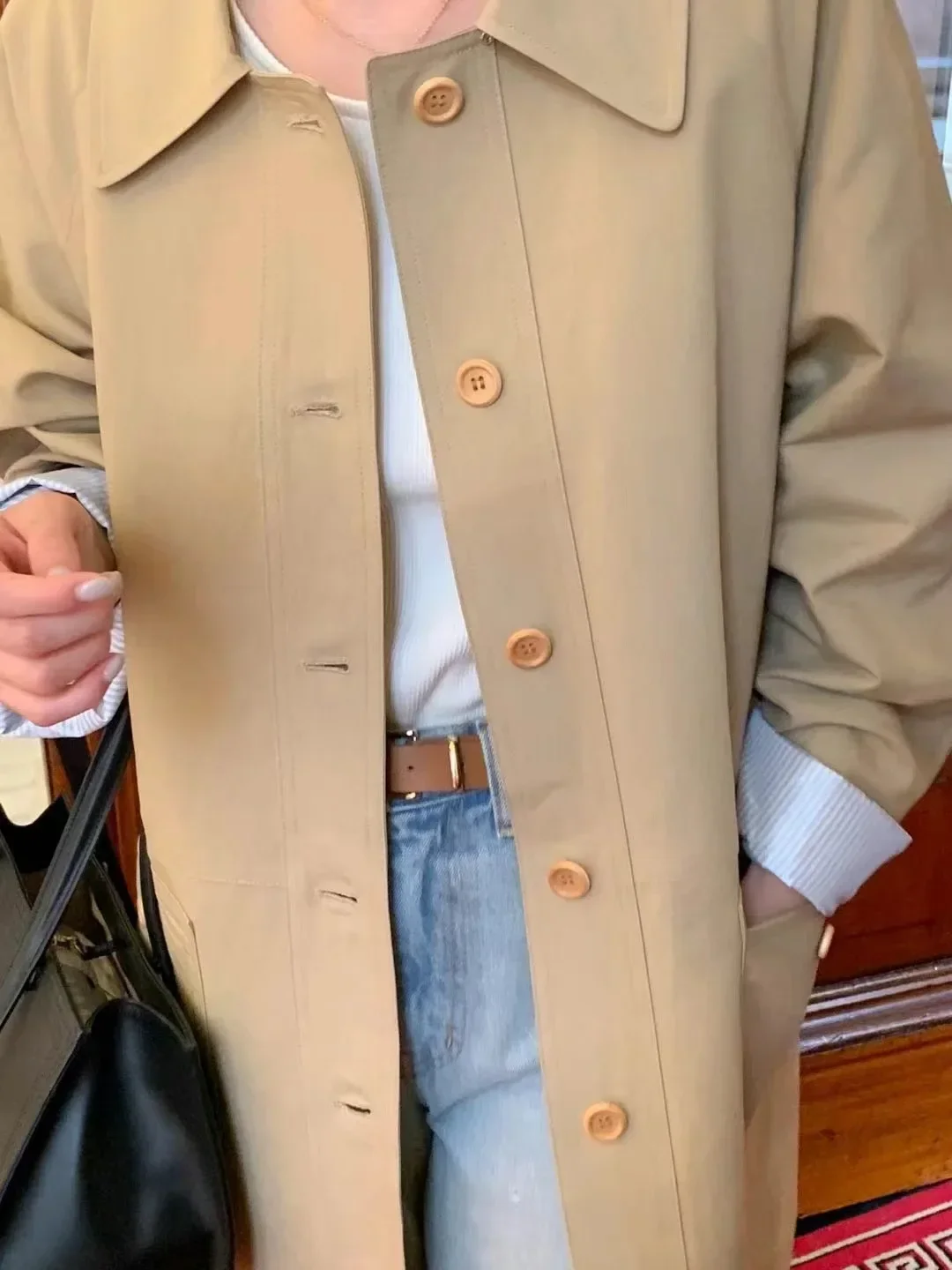 Gagarich Korean Chic Autumn Retro Simple Single Breasted Large Pocket Loose Casual Mid to Long Sleeved Trench Coat Women