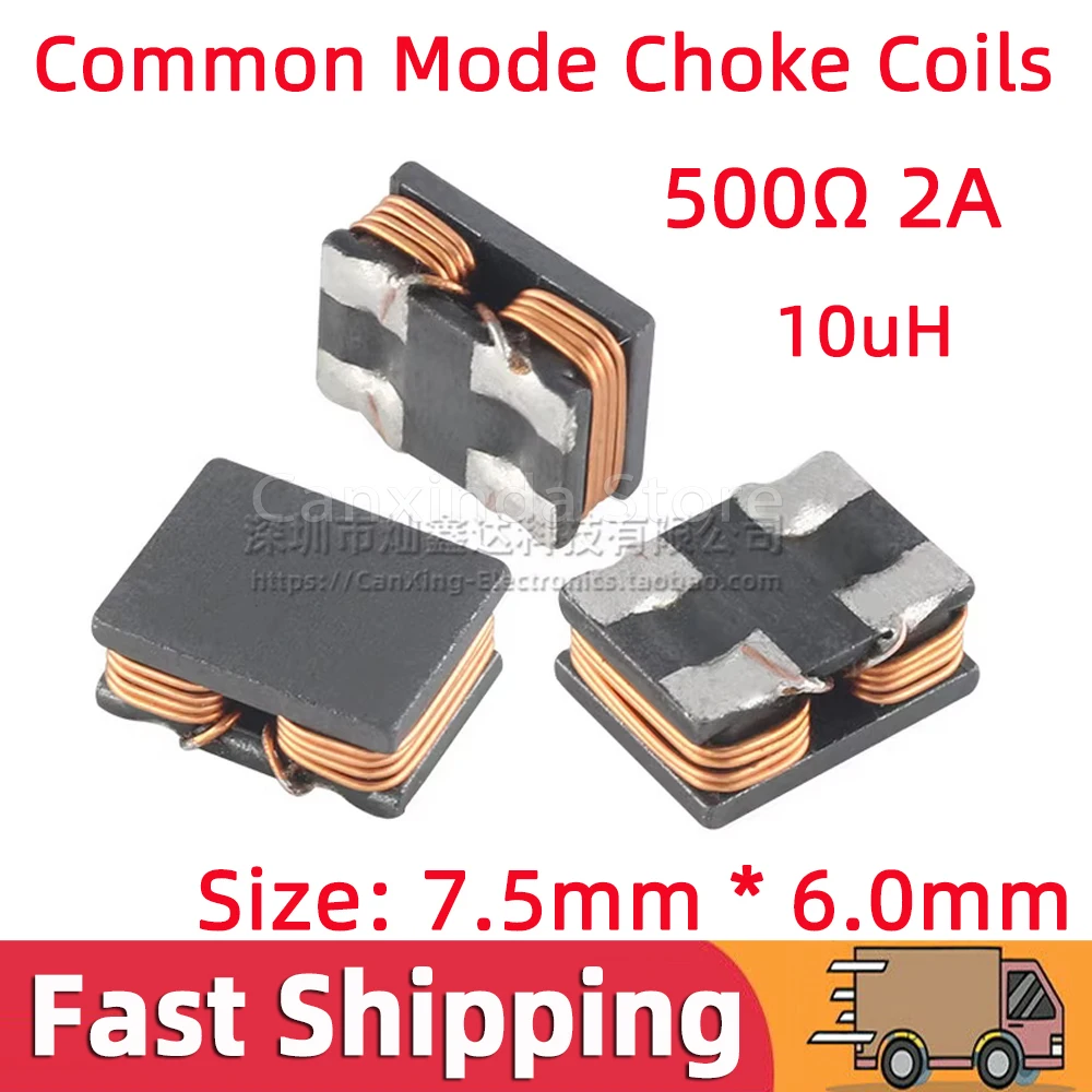 

5pcs SMD Common Mode Choke Coil Inductor Filter Inductance 10uH Impedance 500ohm 500Ω 2A High Frequency Signal Noise Suppression