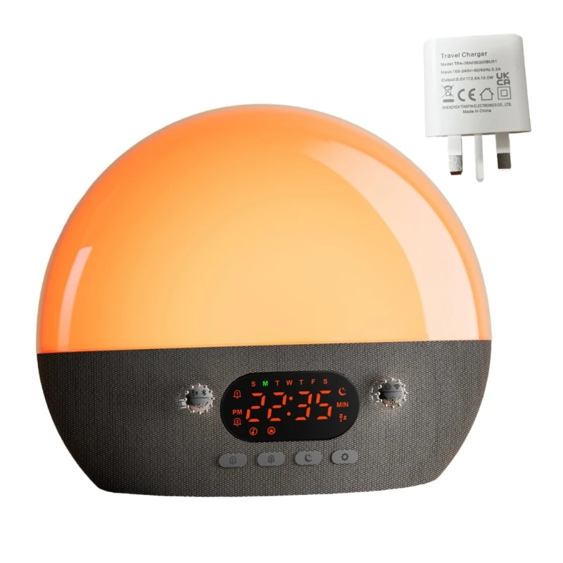 Sunrises Alarm Clock with APPs Adjustment Brightness and Speakers Wake Up Light B03D