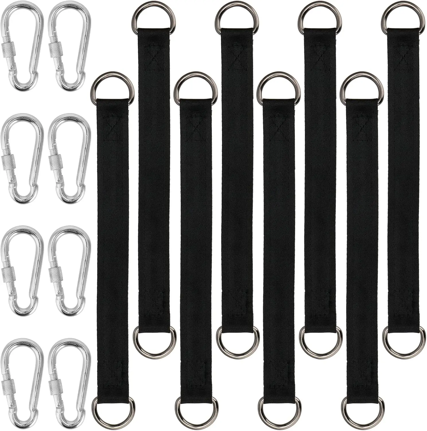 

8 Pcs 11.4 H Tree Swing Hanging Straps, Hammo Tree Straps, Nylon Tree Strap With 8 Hook Clasps, Hammo Extender Straps For Tree