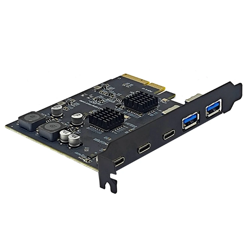 Pcie X4 Expansion Card With 3 Type-C + 2 USB3.2 Gen2 Ports - ASM3142 + VL822 Chip, Delivering 10Gbps Speed