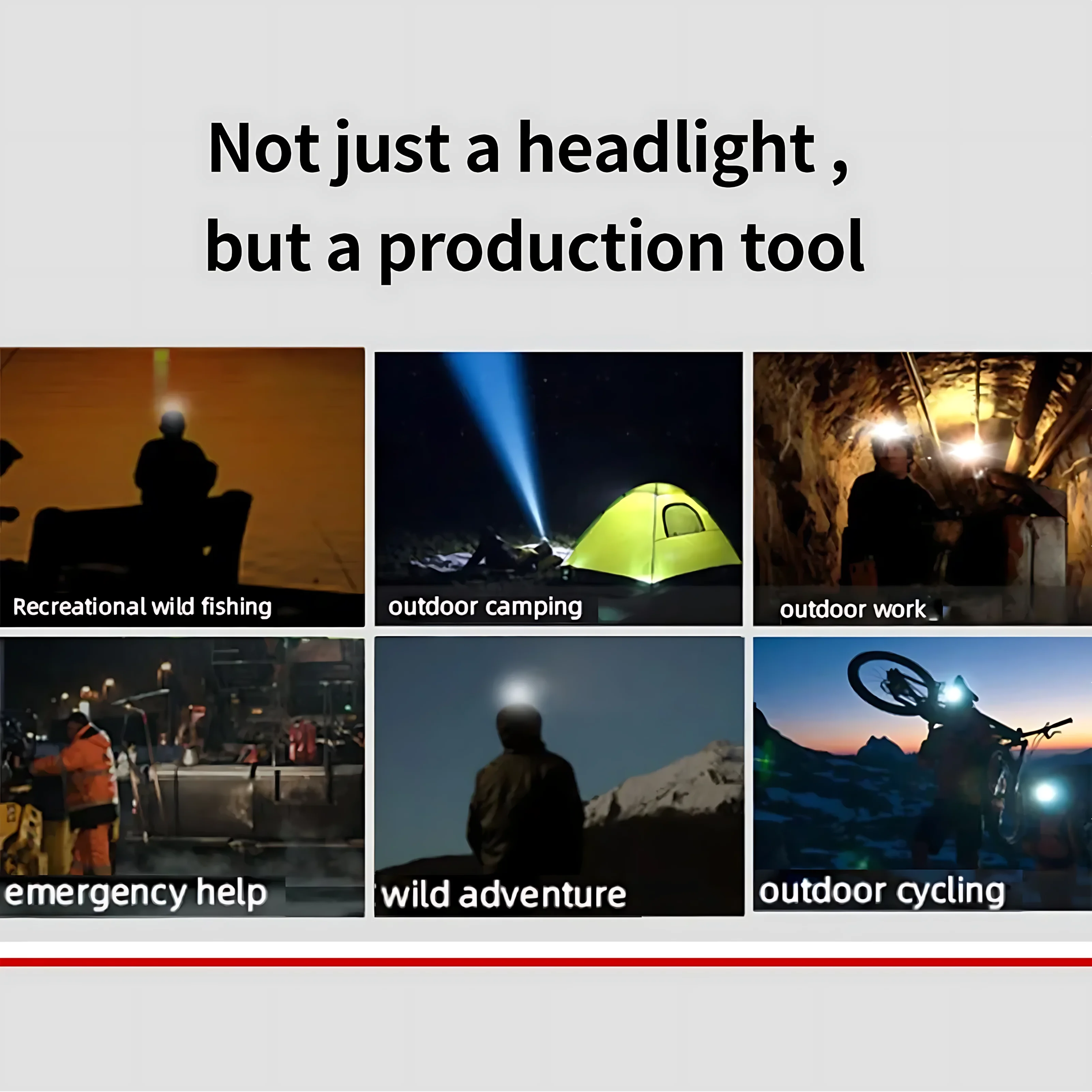 مصابيح أمامية 90 جرام خفيفة الوزن بمستشعر الإيماءةبطارية 1200 مليان أمبير شحن USB-C 5 أوضاع للإستخدام في التخييم الطوارئ العمل #5