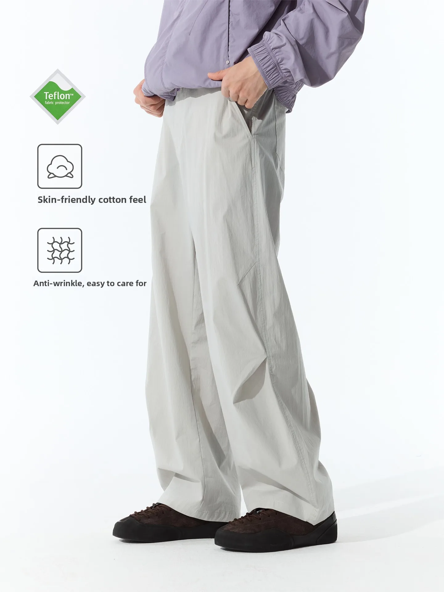 

White Trace Summer Thin Double Pleat Casual Pants Loose Breathable Women's Knife Blade Loose Straight Leg Long Trousers