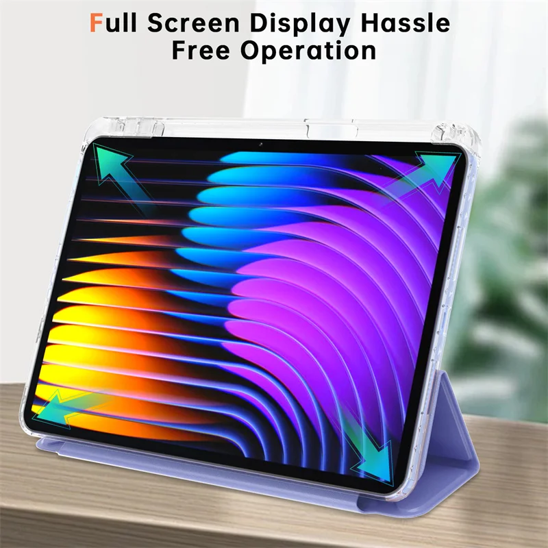 For Xiaomi Pad 7 Pro 2024 Case with Pencil Holder Multi-folding Stand Clear Back Cover for Xiaomi Mi Pad 7 Pro Pad7Pro Tablet