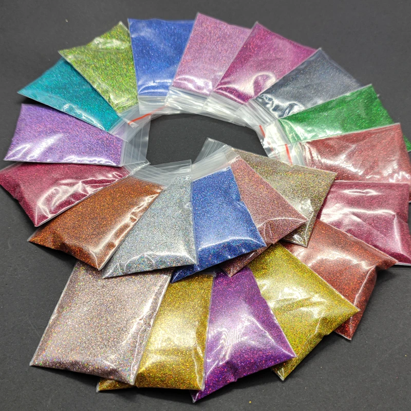 20g Sparkly Holographic Nails Glitter Powder Rainbow Linear Laser Fine Dust Dazzling Glitter Powder 0.2MM 008'' Size