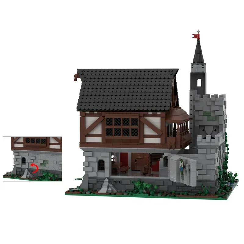 Modelo de edificios medievales, ladrillos de construcción Moc, tecnología de Castillo de Manor antiguo, bloques modulares, regalo, juguete de Navidad, conjuntos DIY de montaje