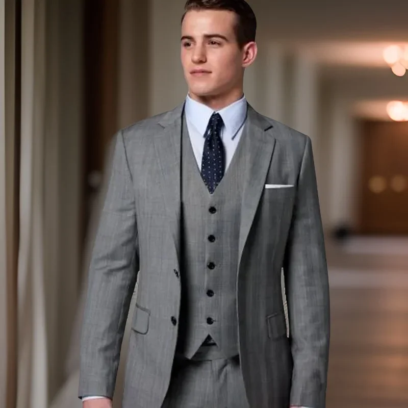 

Formal Business Men Suits Slim Fit Slim Fit Wedding Groom Tuxedo Notched Lapel Prom Male Blazer 3 Pcs (Jacket+Pants+Vest)