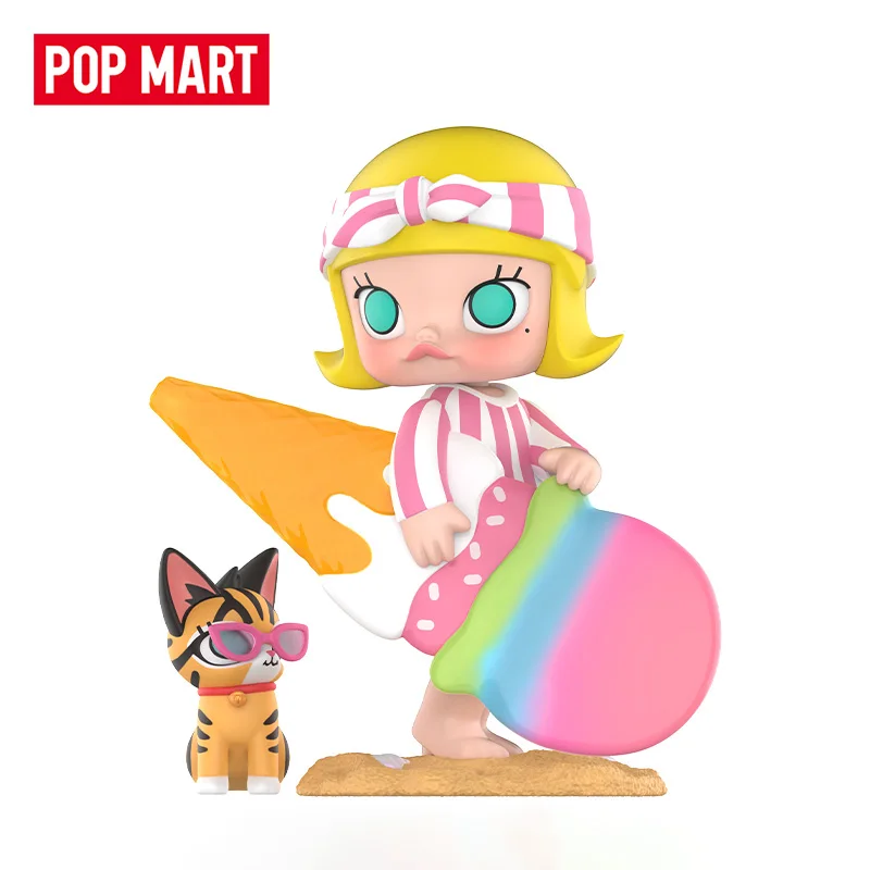 Popmart Molly Pink Surfer Toys Doll Cute Anime Figure Desktop Ornaments Gift Collection