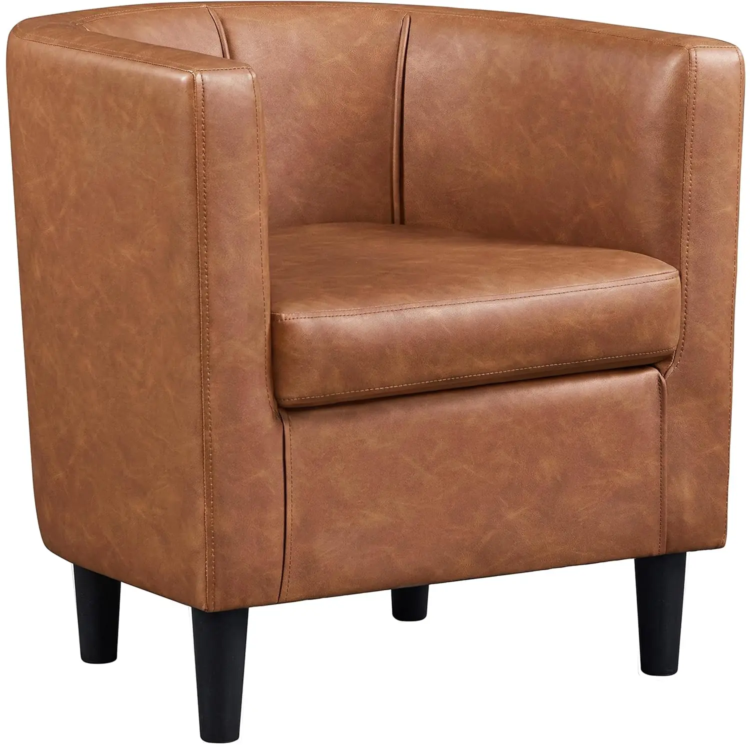 

Accent Chair, PU Leather, Modern and Comfortable Armchairs, Upholstered Barrel Sofa Chair for Living Room Bedroom, Customized