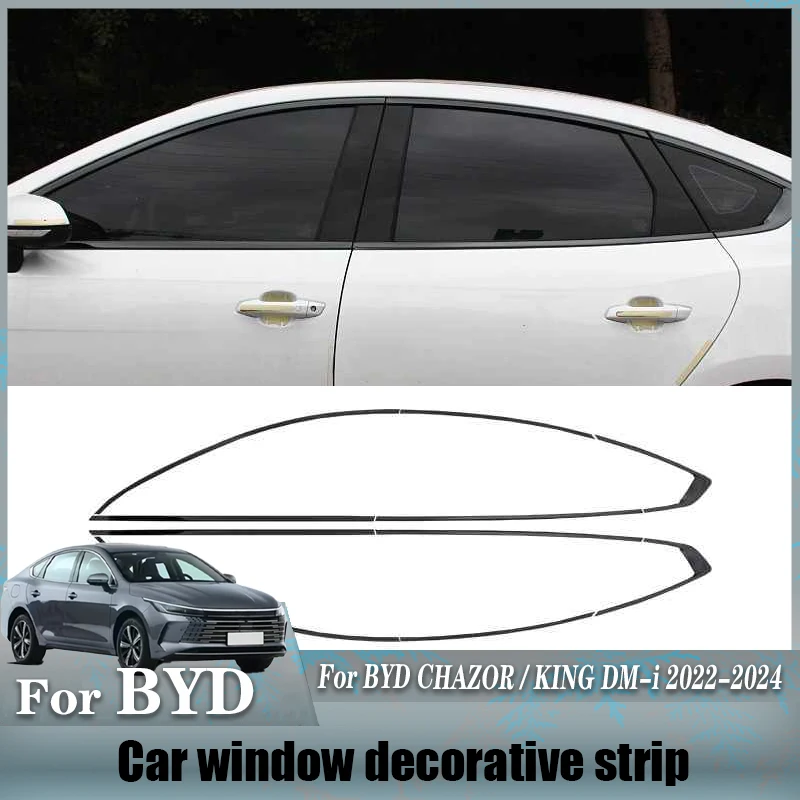 For BYD CHAZOR BYD KING DM-i 2022 2023 2024 Car Styling Black Car window decorative strip Decorative Stickers Auto exterior