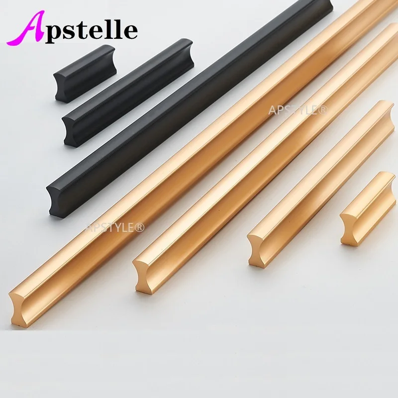 Apstelle Keukenkast Pull Lange Moderne Zink Legering Zilver Zwart Goud Garderobe Dressoir Knop Kast Lade Hardware Box Handvat