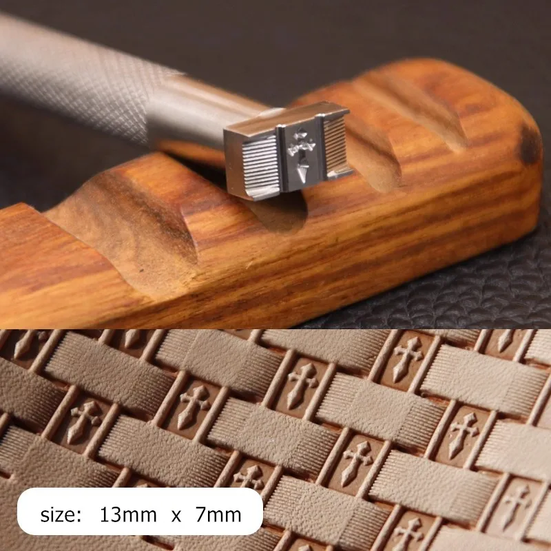

XW413 Cross & Herringbone Stamp - 304 Stainless Steel 3D Embossing Mold for Leathercraft | Woven Texture Religious Symbol Tool