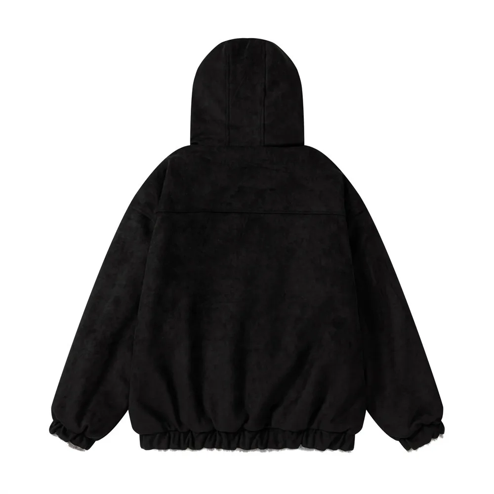 معطف أمريكي مبطن بغطاء للرأس على الوجهين للرجال فيبي للخريف والشتاء معطف مخطط فضفاض سميك #3