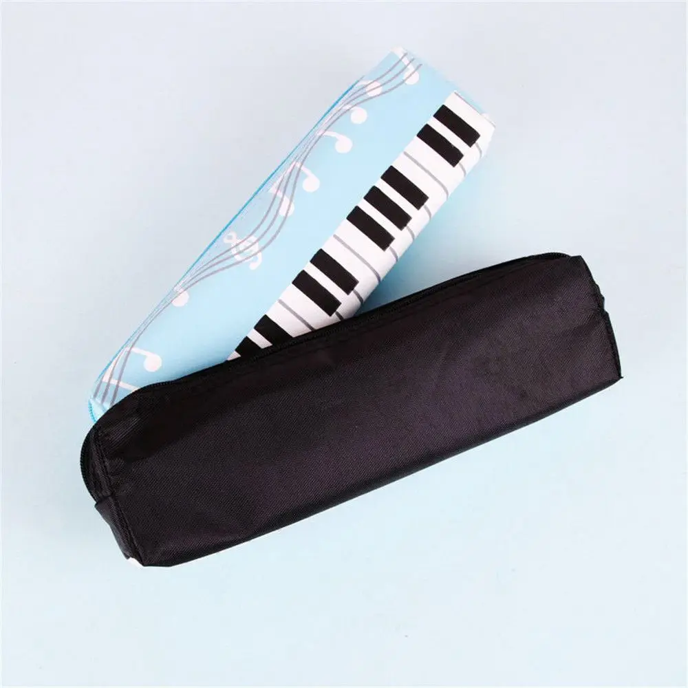 Creative Student Pencil Case Square Single Layer Oxford Cloth Pen Bag for Girls Boy Musical Note Piano Stationery Pouch