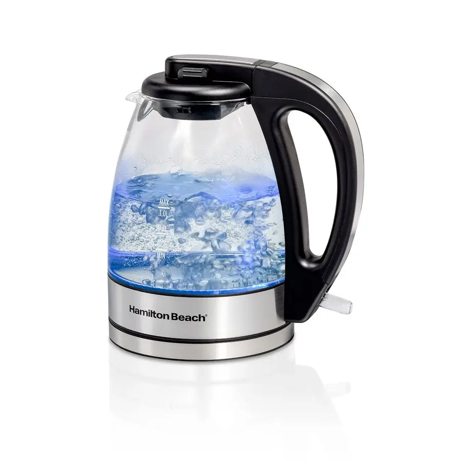 

Glass Electric Tea Kettle, Water Boiler amp Heater, 1 Liter, 1500 Watts for Fast Boiling, BPA Free, Cordless Serving, AutoShutof