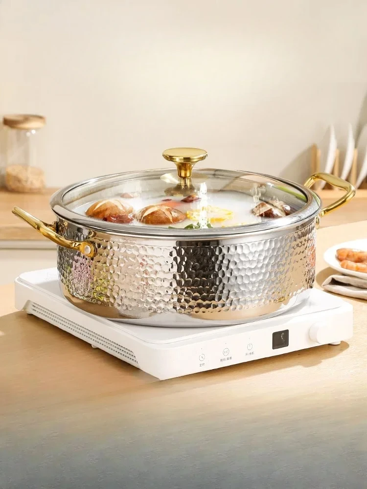 Thickened stainless steel pot soup pot household hot pot basin special for induction cooker