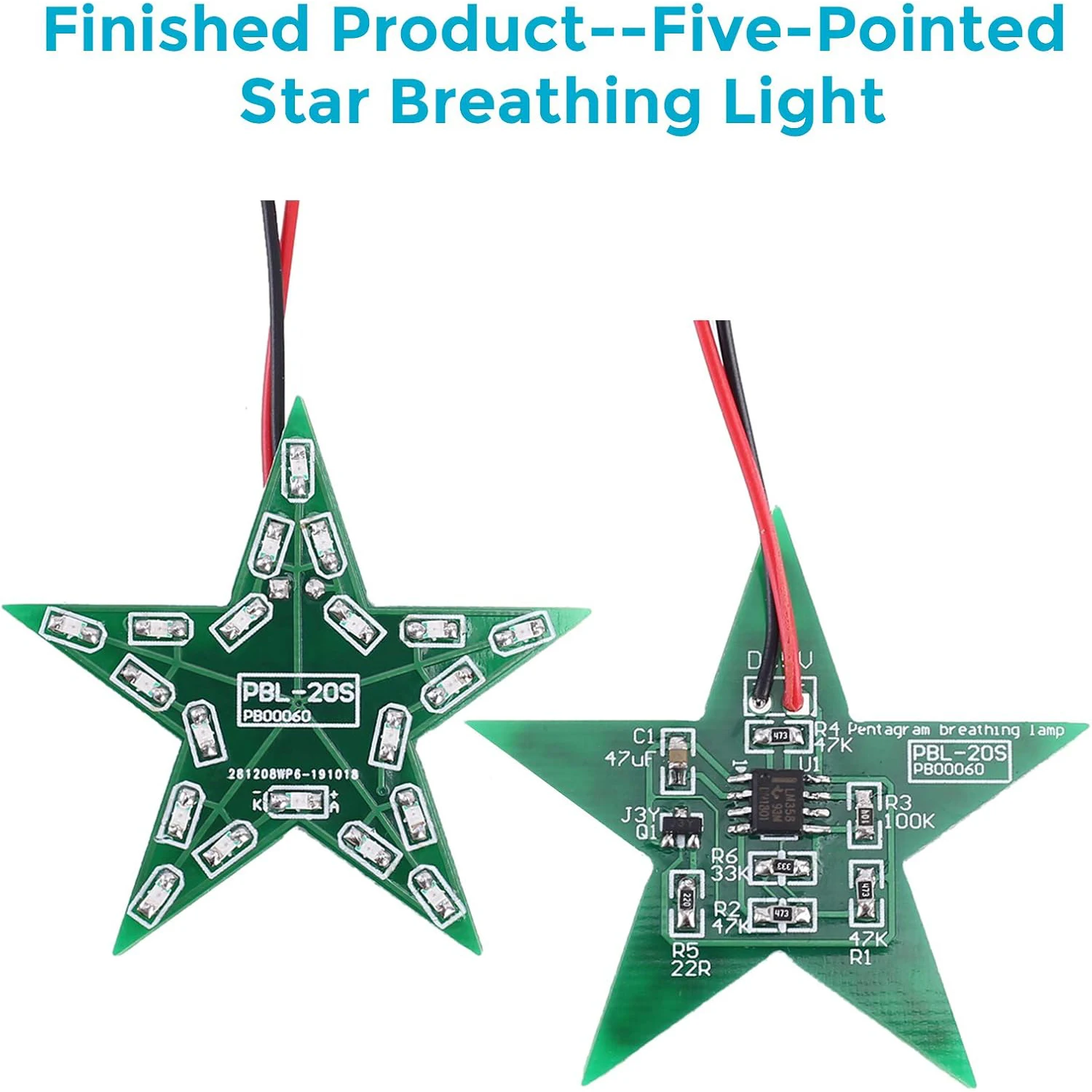 3-Set Star Shaped Breathing Light DIY Kit with PCB DC 4-6V Red Green Blue Gradient SMD/SMT LED Light for Christmas Soldering