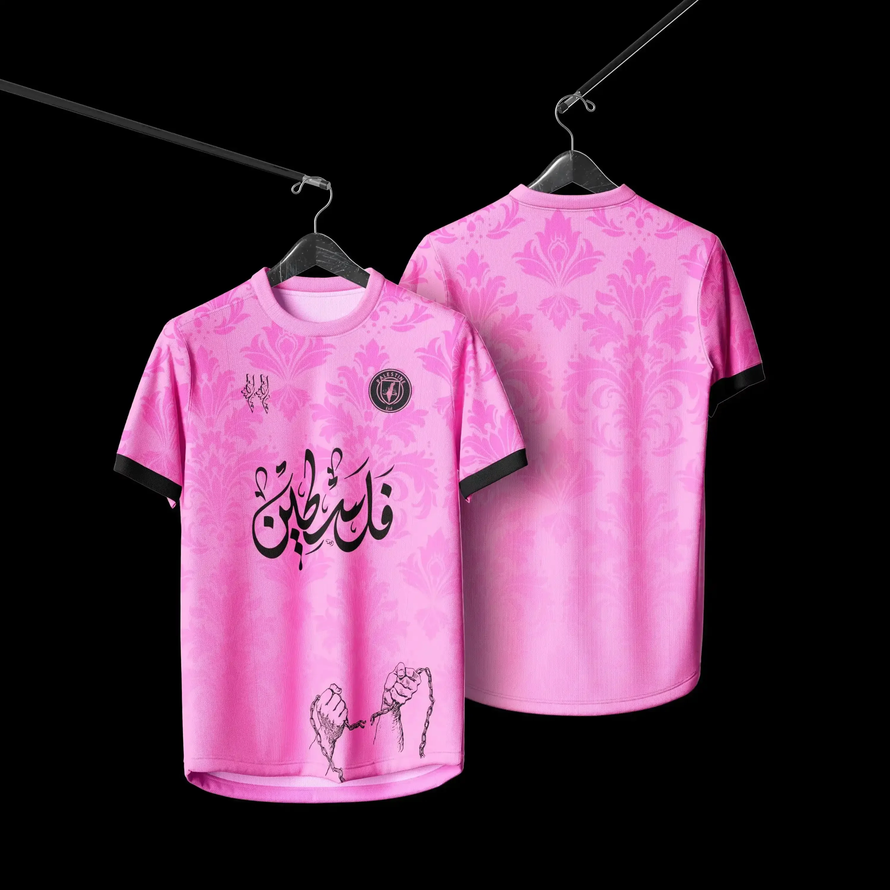 

Summer Men's 25_26 Candy Pink Palestine Jersey Football Jersey Tees Adult Kids Clothes Breathable Quick-Drying Motorcycle Tees