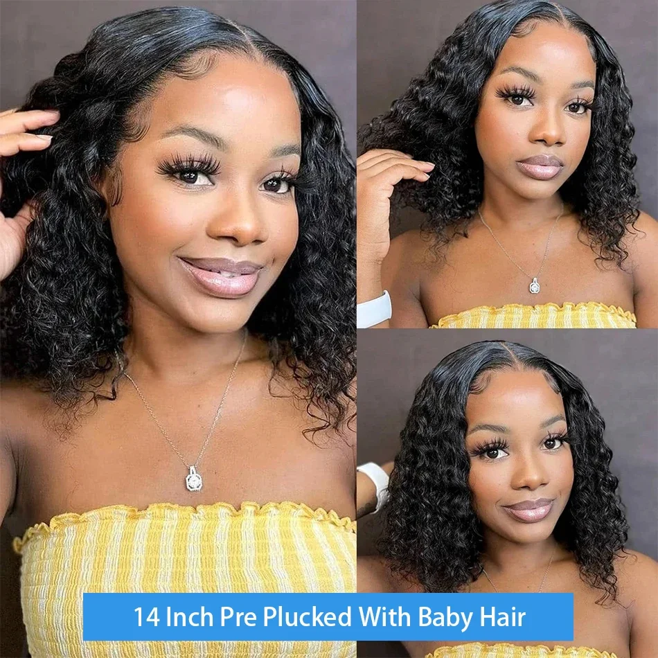 Deep Wave Lace Front Wigs for Women Brazilian Closure Bob Wig 13x4 Transparent Lace Frontal Short Wigs Human Hair Pre Plucked