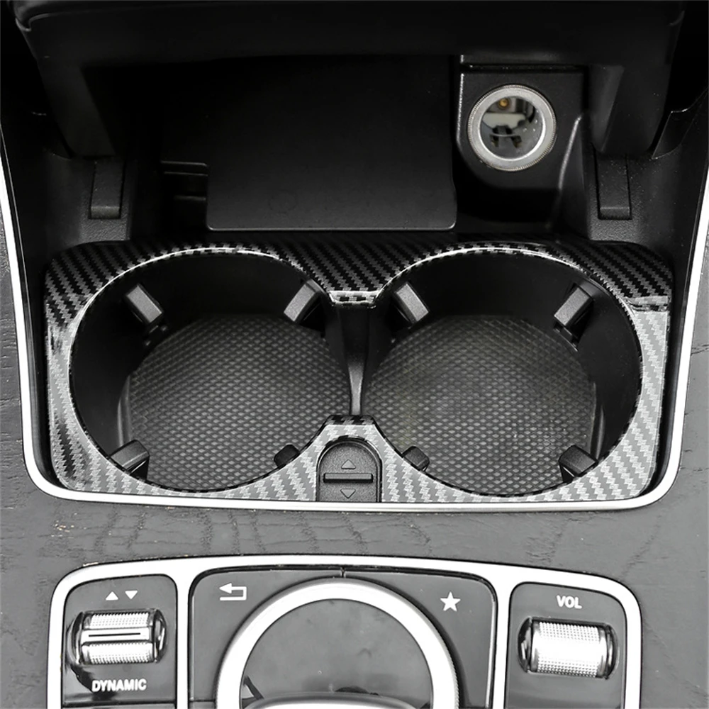 

​ABS for Mercedes Benz C E GLC Class W205 W213 X253 Car Carbon Fiber Texture Gear Shift Panel Water Cup Holder Frame Trim Cover