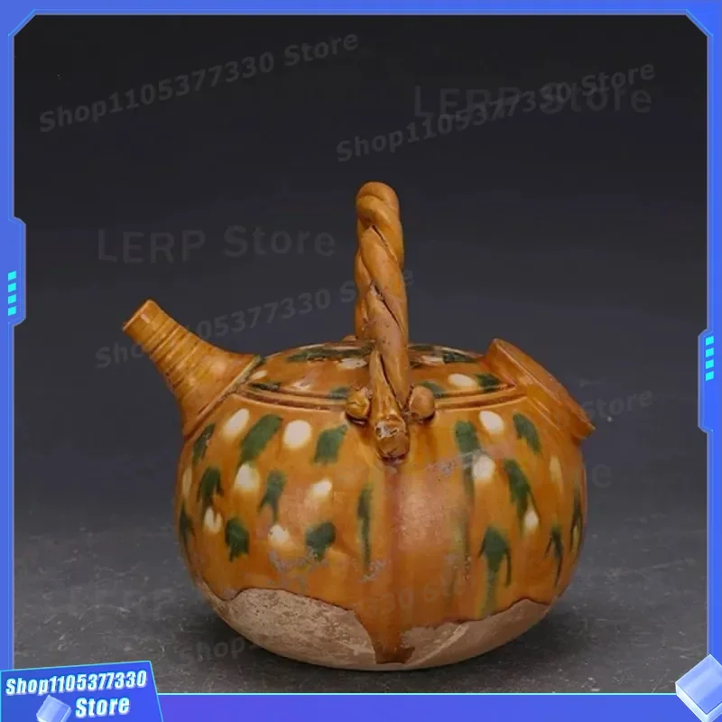 Tang Sancai Style Ceramic Chamber Pot Antique Imitation Porcelain Lifting Beam Design Vintage Home Decor Ornament Film Props