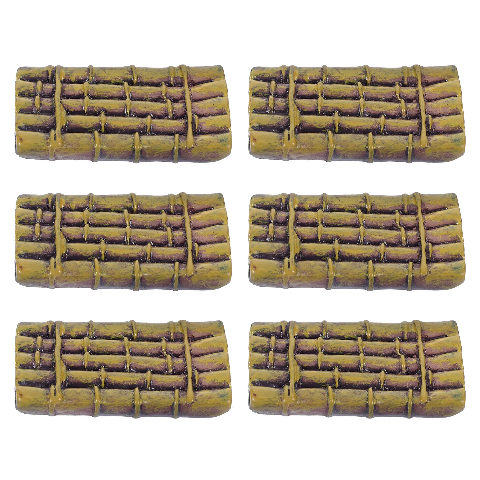 

6pcs Bamboo Raft Miniature Resin Boat Figurines Chinese Themed Micro Landscape Decor For House Beach Sandbox Desktop Ornament