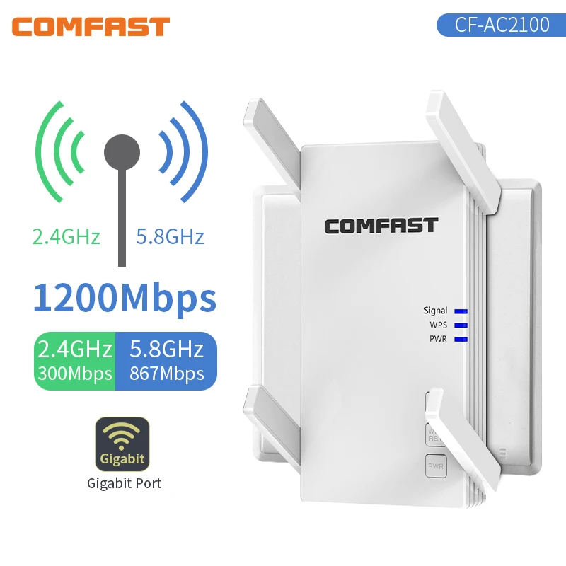 Repetidor De señal Wifi De 1200-2100Mbps, pantalla OLED 5G 802.11AC, extensor De rango Wi fi, amplificador De señal, 4 antenas Puissant