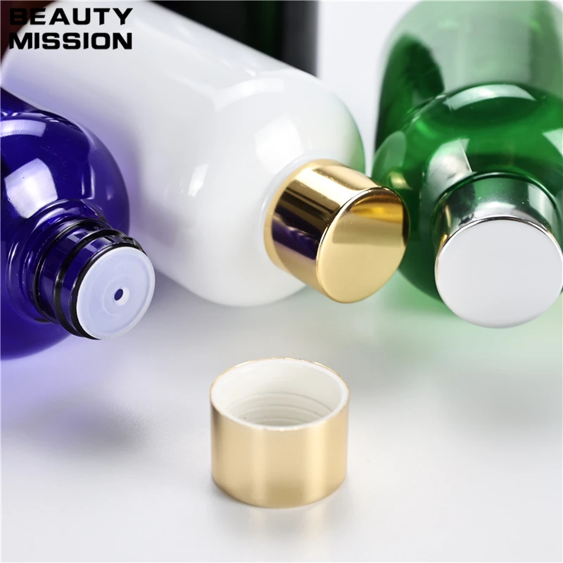 Multicolor 200ML X 25 Empty Chunky Plastic Bottle With Gold Silver Anodized Aluminum Screw Cap Essential Oil Toner PET Container