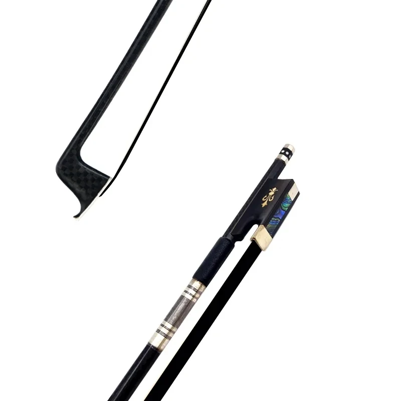 

1Pcs black Grid plaid carbon Fiber 4/4 violin bow Fiddle Bow,natural Siberia black horse hair horsetail,silver mounted