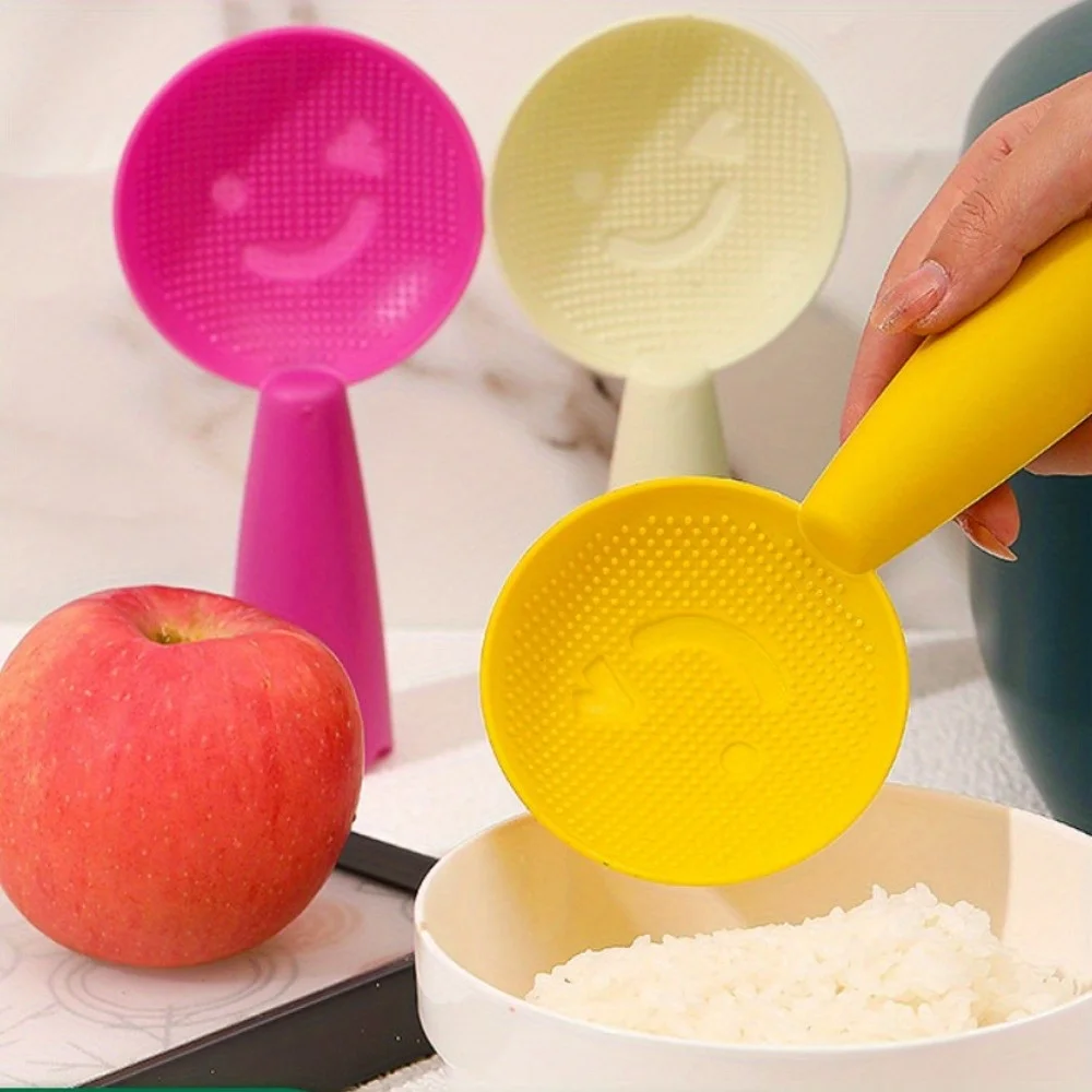 1 PC Rice Spoon Non-stick Rice Smiley Soup Spoon Rice Cooker Standable  Spoon Cute Kitchen Kitchen Items