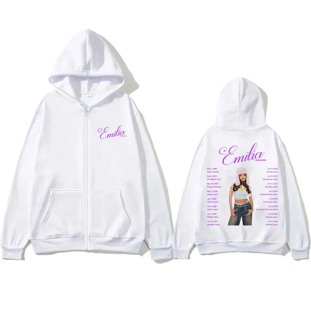 

Emilia Mernes Tour 2025 Zipper Hoodie Men Women Fashion Pop Music Zip Up Jacket Unisex Casual Fleece Vintage Zip Up Sweatshirt