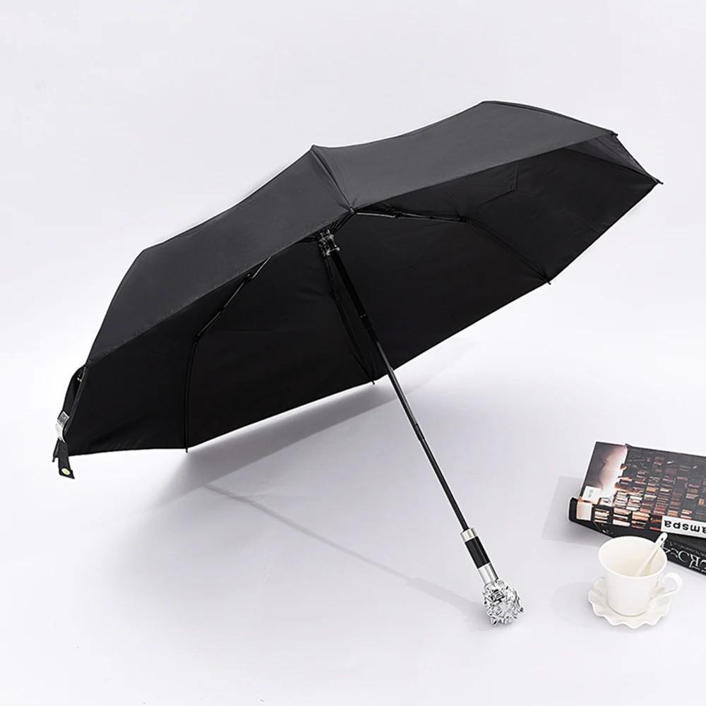 Luxury Three Fold Umbrella for Girls and Boys, Windproof Parasol, Anti UV Sun Protection, Eagle, Snake, Horse, Rain, 8 Ribs