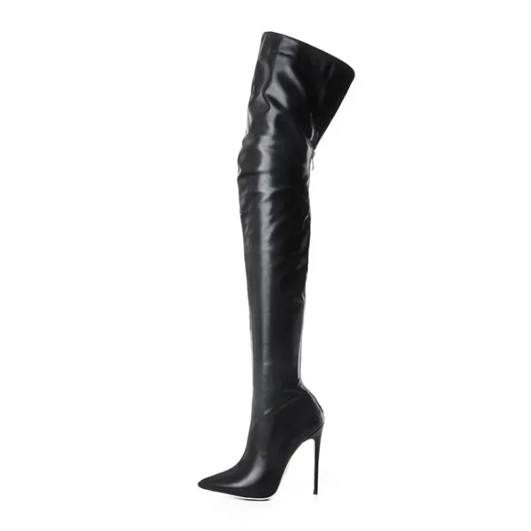 Black Sexy Over The Knee Boots For Women High Heels Shoes Ladies Thigh High Boots 2023 Winter Big Size 43 Long Boots Female Shoe