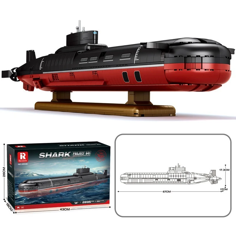MOC 2895PCS 1:250 Military Creative Simulation Typhoon Class Submarine Model Building Blocks Children's Puzzle Toy Birthday Gift