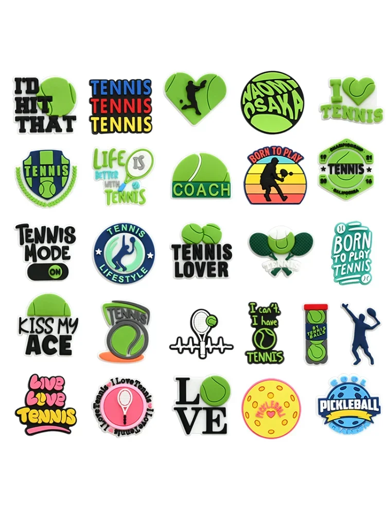 Série de modes de tennis, breloques de chaussures en PVC, pantoufles, combinaison de boucles, accessoires de bracelets adaptés, bandes de décoration, cadeau de fête unisexe