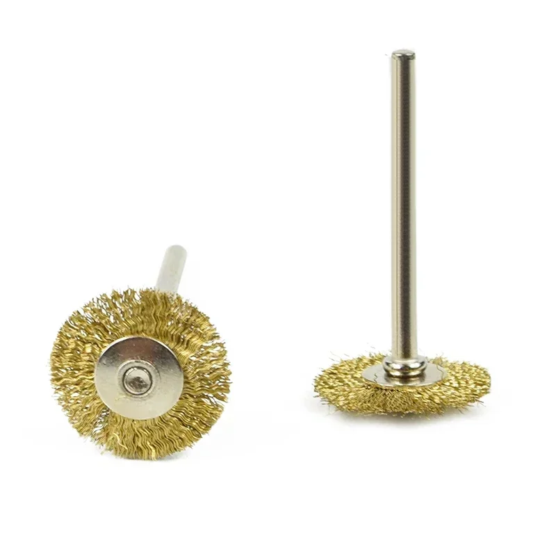 10pcs 22mm Polishing Wire Brush Set 3.0mm Shank Stainless Steel/Brass for Polishing Grinding For Dremel Rotary Tools